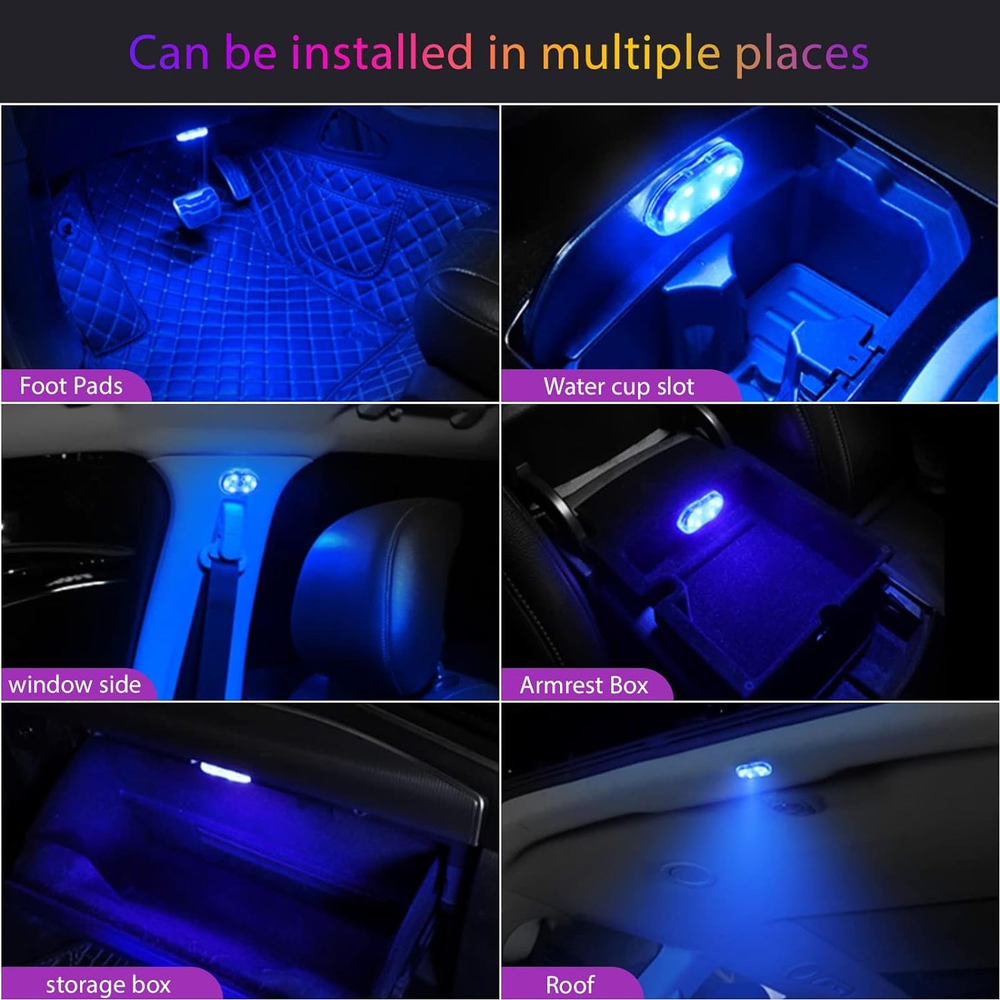 Lumières intérieures de voiture, lumière tactile magnétique 2 pièces