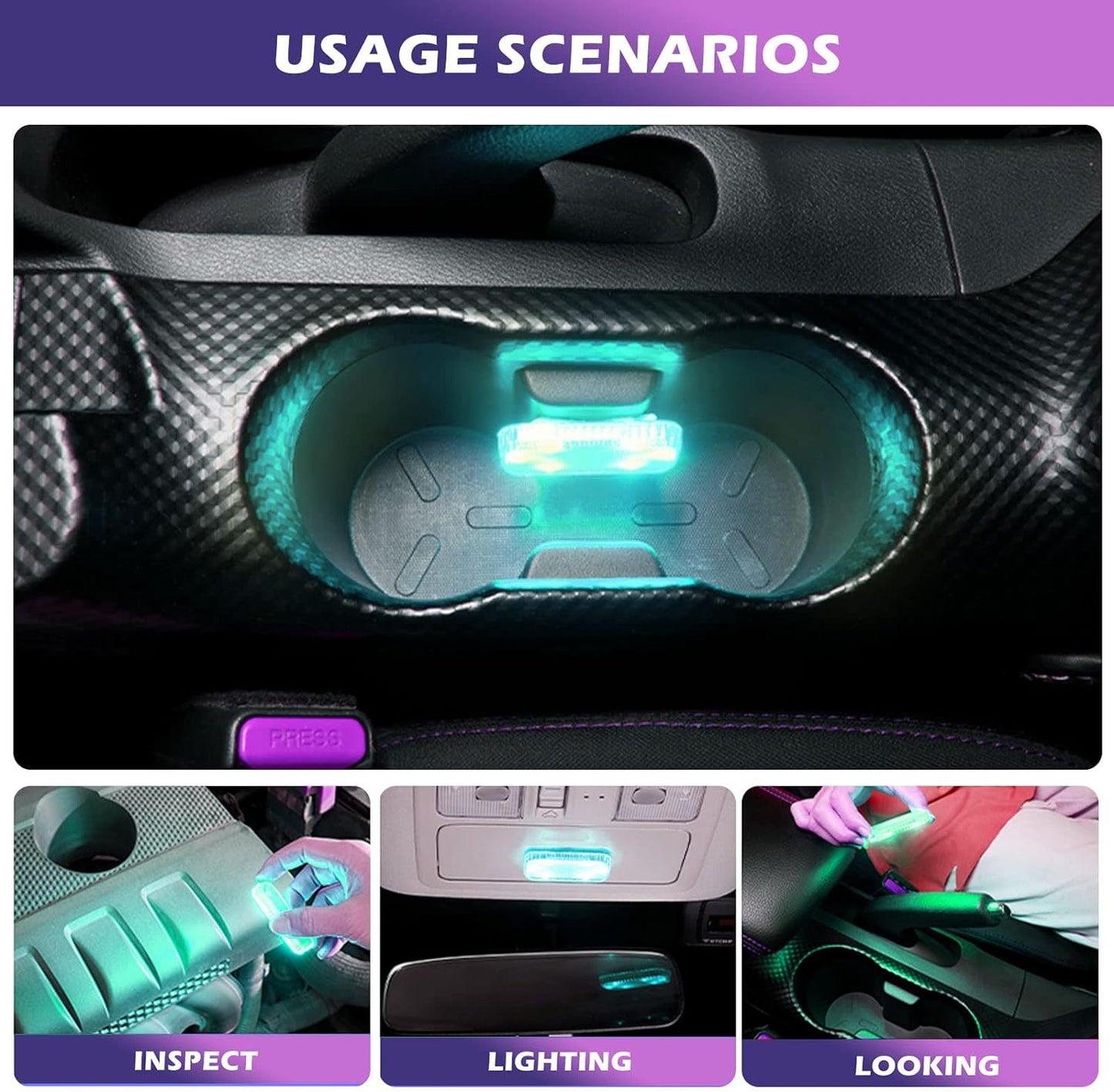 Lumières intérieures de voiture, lumière tactile magnétique 2 pièces